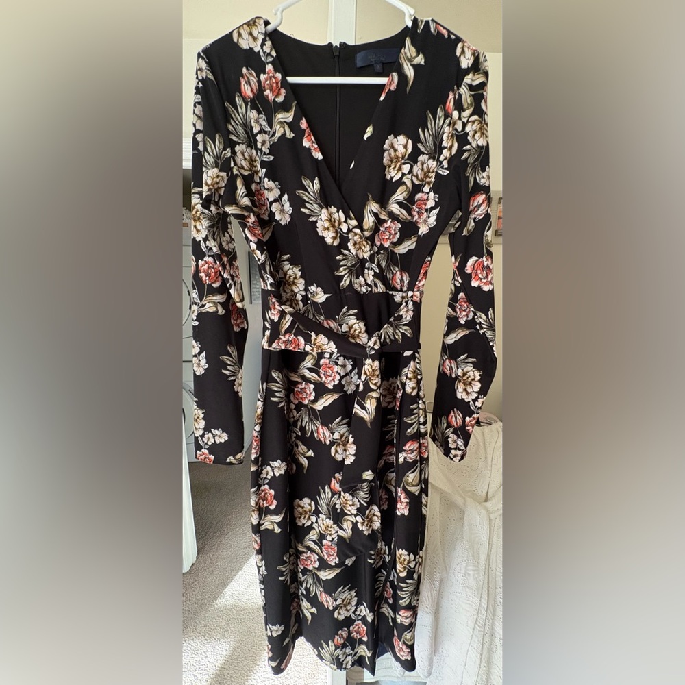 RACHEL Rachel Roy Pink and White Wrap Dress with Bishop Sleeves